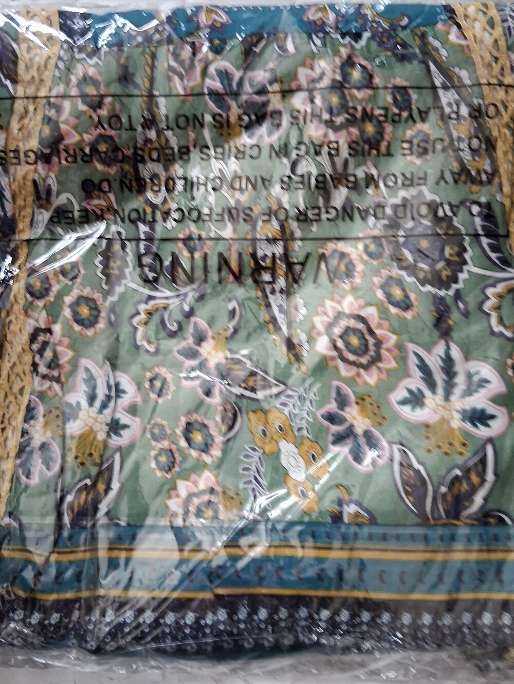 Sundance Green and Blue Floral Boho Peasant Blouse - Picture 5 of 5
